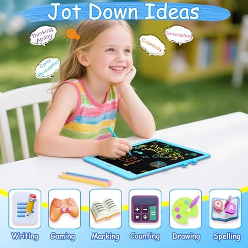 Decute Kids Toys LCD Writing Tablet with Stylus, 10 Inch Erasable Toddlers Doodle Board, Reusable Drawing Pad for Kids, Educational Christmas Birthday Gift for 3 4 5 6 7 8 Girls Boys Toddler Blue view 4