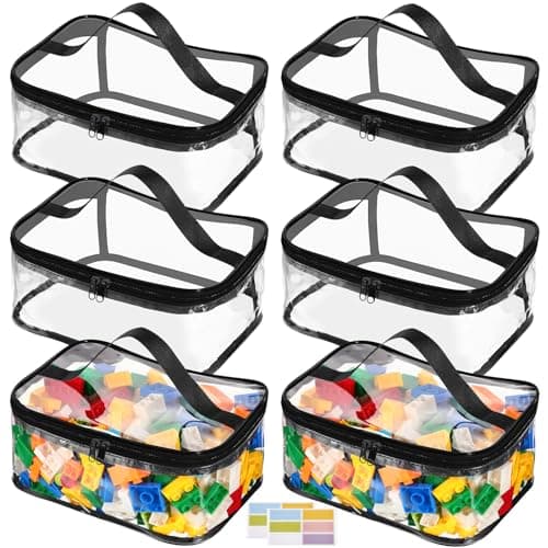6 Packs Clear Toy Storage Bags, PVC Waterproof Toy Organizer with Zip Reusable Bags for Building Blocks, Board Game, Puzzles view 1