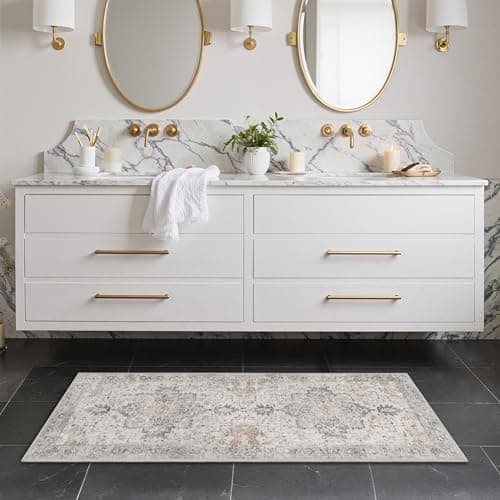 GENIMO Runner Rug 2x5 Non Slip Machine Washable Vintage Hallway Runner Rug, Low Pile Lightweight Rugs for Entryway, Hallway, Kitchen and Corridor, Light Taupe Brown view 4