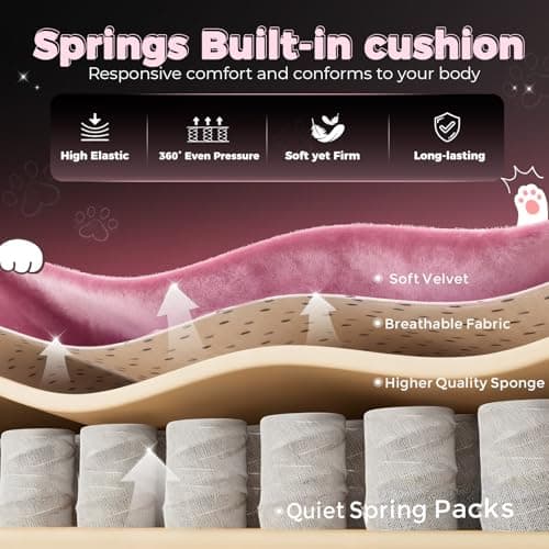 Pink Gaming Chair Cute with Cat Ears Ergonomic Computer Chair with Cat Embroidery Adjustable Memory Foam Lumbar Support and Headrest Comfortable Reclining Office Chair Soft Velvet Fabric view 4