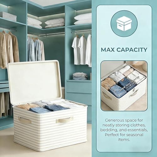 Discreet Lockable Adult Toy Box Storage Organizer with Zipper Lid, 15x10x10 Inch Large Capacity Travel Case, Secure Lock Privacy Bag for Women & Men Clothes Container(Beige Stripes) view 6