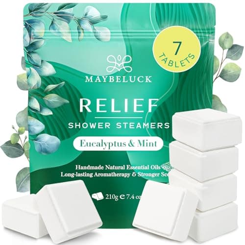 Maybeluck Eucalyptus Mint Shower Steamers 7 Pack - Eucalyptus for Shower, Self Care Easter Basket Stuffers, Relaxation Spa Gifts for Women & Men, Natural Essential Oil Bombs for Self Care view 1