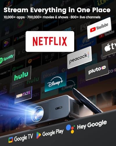 [Official Google TV]Smart Projector 4K Supported with WiFi & Bluetooth, Built-in Official Apps, GoogIe Voice, Outdoor Movie Projector with DoIby Audio, Auto Focus, Home Theater Proyector WIMIUS G1 view 4