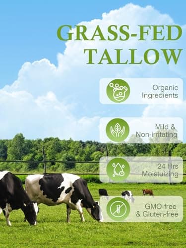 Beef Tallow, Tallow Face Moisturizer, Beef Tallow for Skin, Unscented 100% Organic Beef Tallow Blam Grass Fed Finished Whipped Tallow Face Cream Moisturizer Body Lotion Skin Care for Sensitive Skin view 2