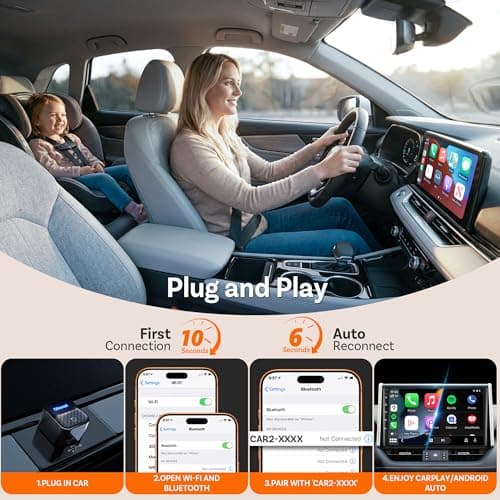 Ottocast Mini Core 2026, 2-in-1 Wireless CarPlay Adapter & Android Auto Adapter – Auto-Switch, Plug & Play, WiFi 6, Fast Reconnect, Mini & Stable view 3