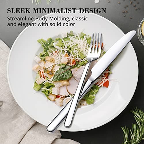 KINGSTONE 30 Pieces Silverware Set, Flatware Cutlery Set for 6, 18/10 Stainless Steel Silverware Utensils Minimalist Design Dishwasher Safe view 4