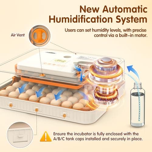 Incubator for Hatching Eggs, 56 Eggs Incubator with Automatic Egg Turning, Temperature & Humidity Control, LED Egg Candler, Incubation Days Display, for Chicken, Duck, Goose, Quail, Parrot Bird Eggs view 4