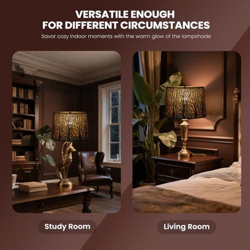 ALUCSET Extra Large Lampshade 14'' Top 16'' Bottom 11'' High Etched Metal Forest Design Metal Lamp Shade For Floor Lamps in Living Room, Bedroom, Decor, Spider Fitter, Antique Bronze and Gold Plated view 5