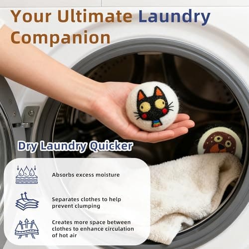 Reusable Wool Dryer Balls, 3.2-inch Handmade Felted Wool Balls (3-Pack), Softens Clothes, Naturally Reduces Drying Time and Static Electricity view 4