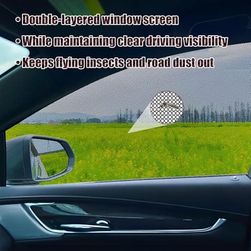 Car Window Screen for Cars and SUVs, Insect-Proof, Maintains Air Circulation, Sun Shading, Privacy Protection(2 Front Windows) view 3