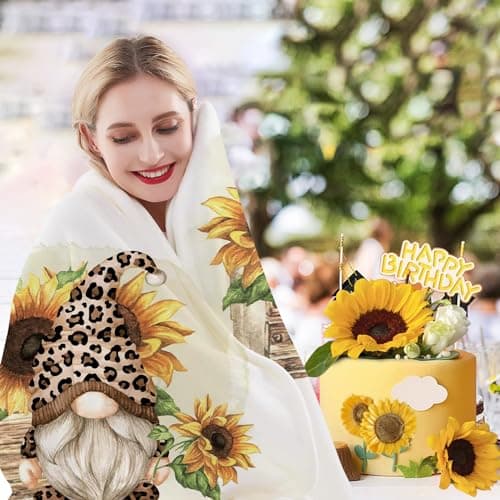 tiosggd Gnomes Blanket 60x50 Inches, Spring Mother's Day Gnome Gifts for Women, Kids, Sister, Adults, Mom, Friends, Birthday Gifts, Soft Flannel Fleece Sunflower Throw Blanket for Couch Sofa Bed view 3