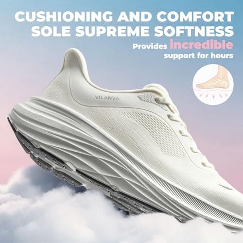 Vilanva Women's Comfortable Walking Shoes Cushion Running Tennis Sneakers Non-Slip Workout Gym Athletic Breathable Trendy Fashion Sneakers view 3