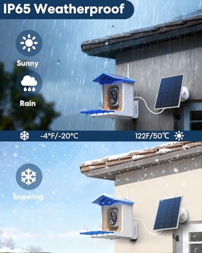Smart Bird Feeder with Camera Solar Powered for Outdoors, AI Bird Species Identification, 2K HD Video Live Stream Bird House with Cam, Instant Arrival Alerts, Ideal Gifts for Bird Lovers view 6