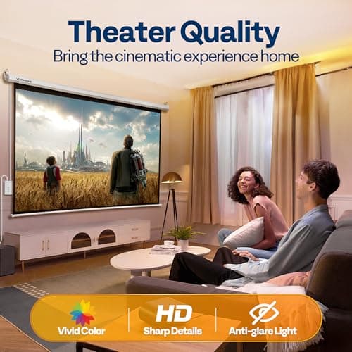 VIVOHOME Motorized Projector Screen with Remote, 16:9 84 Inch Auto Electric Projection Screen, HD 4K Movie Screen for Home Theater, Cinema, Office (73 x 41 White) view 4