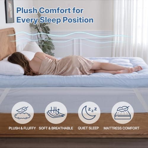 Nisleep Mattress Topper Queen Pillow Top Soft Plush for Back Pain | Fluffy Comfort Soft, Plush Cushioning, Queen Bed Fit, Breathable Airy Fiber Fill, Anchor Straps, Secure Fit, Less Shifting view 3