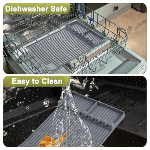 Silicone Grill Mat for Blackstone Silicone Griddle Tools Mat with Drip Pad Grill Pad for Outdoor Grill Kitchen Countertop (Gray) view 6