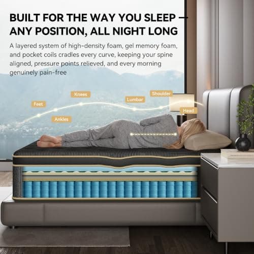 Mattress Queen Size, 12 Inch Queen Hybrid Mattress in a Box | Memory Foam with Individual Pocket Springs, Motion Isolation, Pressure Relief, Strong Edge Support & Breathable Comfort view 3