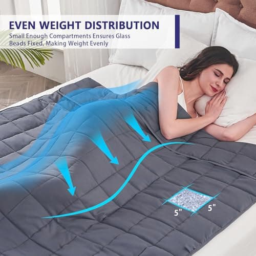 yescool Weighted Blanket for Adults (20 lbs, 60” x 80”, Grey) Cooling Heavy Blanket for Sleeping Perfect for 190-210 lbs, Queen Size Breathable Blanket with Premium Glass Bead, Machine Washable view 4