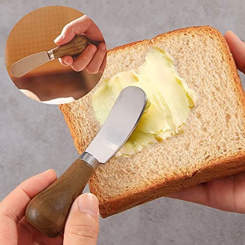 2 Pack Butter Spreader Knife Standing, Stainless Steel Cheese Spreader Knives with Wood Handle, Butter Knives with Sharp Edge for Easily Cutting & Spreading Butter & Cheese Sandwich Cream Cake view 2