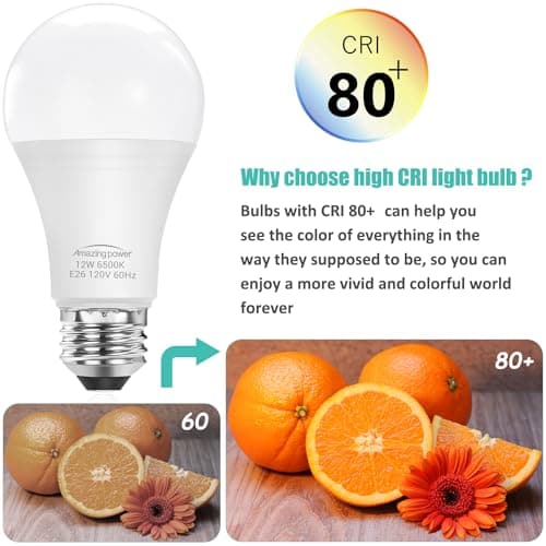 Amazing power 100W Equivalent E26 LED Bulbs, Daylight White Non-Dimmable Medium Screw Base Light Bulbs 6500K, 4-Pack view 6