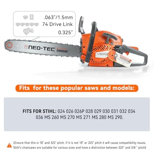 18 Inch Chainsaw Chain L74, .063" Gauge, .325" Pitch, 74 Drive Links Fits for Stihl MS271 and More 26rm374 (3 Chains） view 5