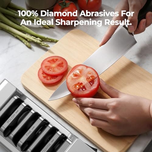Narcissus Knife Sharpener, 3 Stages Diamond Electric Knife Sharpener for Stainless Steel and Ceramic Kitchen Knives, 40 Seconds Quick Repairing & Polishing, Open Design Port for Scissors Sharpening view 2