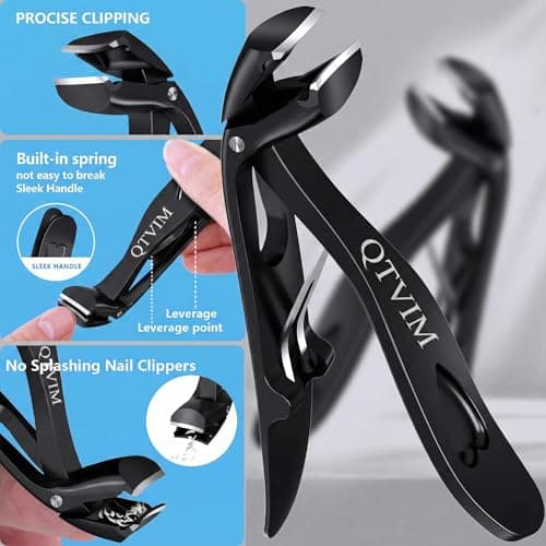 Toenail Clippers for Thick Nails for Men Seniors|3 Pack Ergonomic Long Handle Angled Head Toe Nail Clippers with Catcher|Premium Steel Wide Opening Fingernail Clipper-Heavy Duty Nail Clipper for women view 3