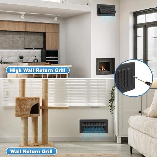 4x10 Floor Register with Vent Deflector, Adjustable Floor Vent Covers, Air Vent Deflector Includes Mounting Screws for Wall & Ceiling for Easy Install, 2 In 1 Vent Covers for Home Floor, Black, 2 Pack view 4
