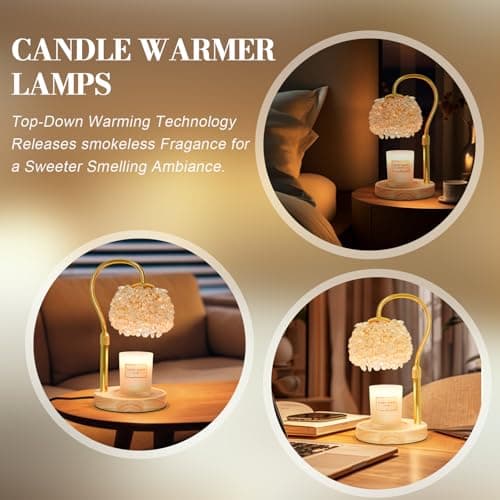 Hisummer Candle Warmer Lamp with Timer, Dimmable Candle Lamp Warmer with 312 K9 Crystals Adjustable Height Electric Candle Warmer for Women Gifts, Wax Warmer Lamp with 2 Bulbs for Jar Candles view 4