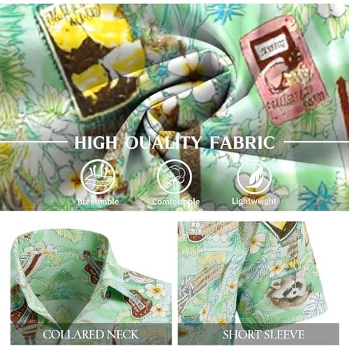 YARBCEN Hawaiian Shirt for Men Tropical Beach Shirts Vacation Short Sleeve Button Down Shirt with Pockets view 6