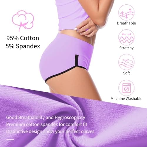 CAILECOTTON Womens Underwear Cotton High Waisted Underwear for Women Brief Soft Stretch Breathable Everyday Hipster 5ps view 4