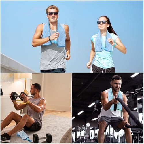 KISS QUEEN 3 Pack Microfiber Gym Towel Quick Dry Sweat Towels Women Men Lightweight Running Cycling Fitness Hiking Tennis Exercise Outdoor Sports Towel(3 Pack(Blue)) view 6