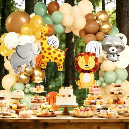 Tropical Jungle Animal Theme Birthday Party Balloon Decorations Kit，Ideal for Safari Adventure Birthday Parties, Kids Theme Decorations, Zoo Theme Parties, and Outdoor Adventure Party Decor view 4