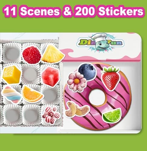 Dino Fun Cooking Sticker Book, Create & Play with 200+ Removable Food Stickers & 11 Playful Kitchen Scenes for Kids 3-6 view 2