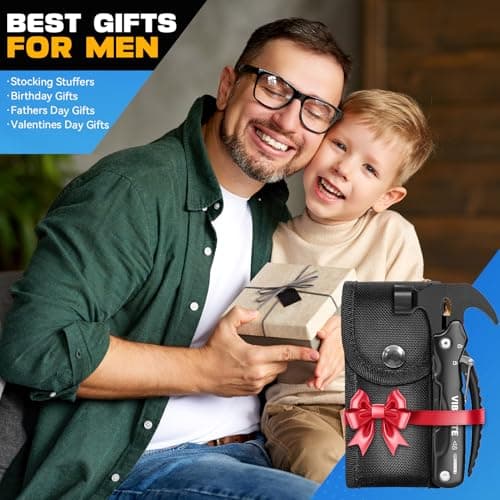 Gifts for Men, 12 in 1 Multitool Hammer for Camping, Hunting, Hiking, Birthday Gifts for Men, Dad, Him, Husband, Boyfriend, Women, Mens Gift from Daughter, Wife, Son, Black view 6