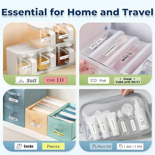 P0 Label Maker, Thermal Machine Sticker Label Printer, Label Maker Waterproof Labels, Multiple Templates, Portable Thermal Small Label Printer for Home Office School Organization White view 3