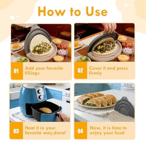 3-in-1 Tortilla Sealer & Crimper for 6/8/10 Inch Tortillas, Multi-Size Quesadilla Maker & Taco Press Tool, Food Grade, Dishwasher Safe, Ideal for Sealed Tacos, Burritos, Wraps & Empanadas view 6