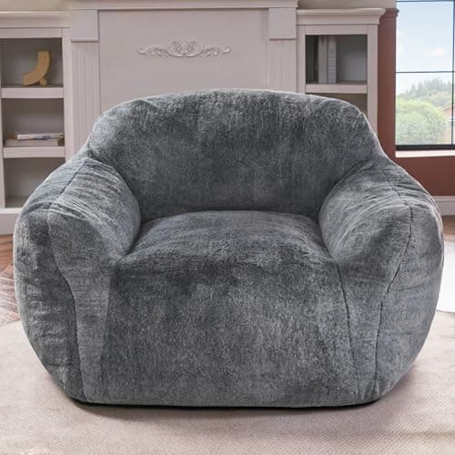 Homguava Bean Bag Chair Bean Bag Chairs for Adults Comfy Beanbag Chair with Spacious Design Oversized Bean Bag Sofa with Armrest Giant Bean Bag Chair with Filler for Living Room Bedroom (Grey) — image 1