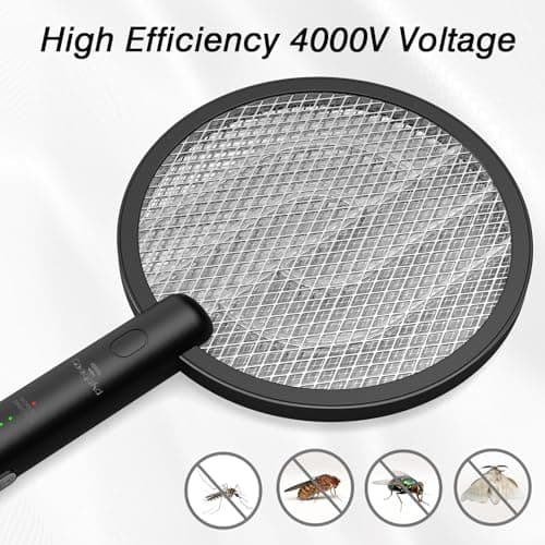 Gooqand Bug Zapper Racket, 2 in 1 Fly Swatter USB Rechargeable, 4000V Electric Fly Zapper with 4 Layer Safety Mesh，Electric Racket for Kitchen, Home, Garden and Outdoors view 2