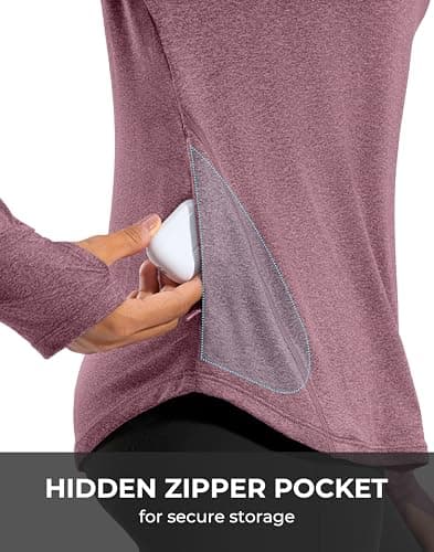 G Gradual Long Sleeve Workout Tops for Women Quick Dry Lightweight Running Athletic Shirts with Zip Pocket Moisture Wicking view 4