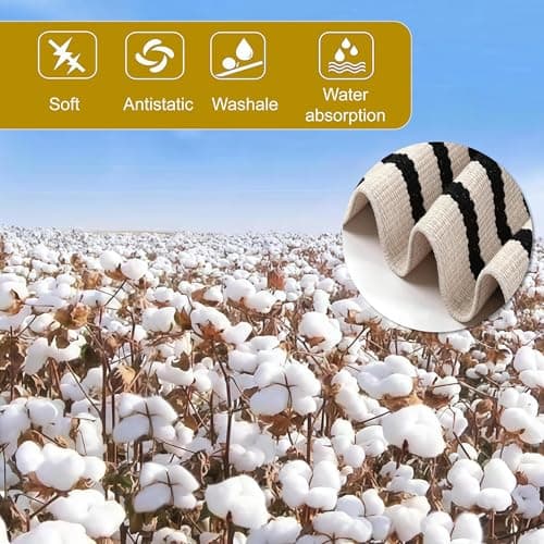 LYGLIGH Buffalo Plaid Rug, Green and White Outdoor Rug, 23.6"x51" Checked Rugs Washable, Cotton Front Door Mat Indoor, Low Pile, Fade Resistant, Pet-Friendly Area Rug for Kitchen, Farmhouse, Entryway view 3