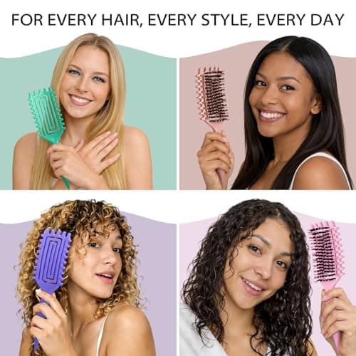 Inpoipsor Curly Hair Brush, Curl Defining Brush for Women and Men, Effortless Detangling and Shaping for Curls, Waves and Coils, Reduces Pulling, Smooth Results (Green) view 7