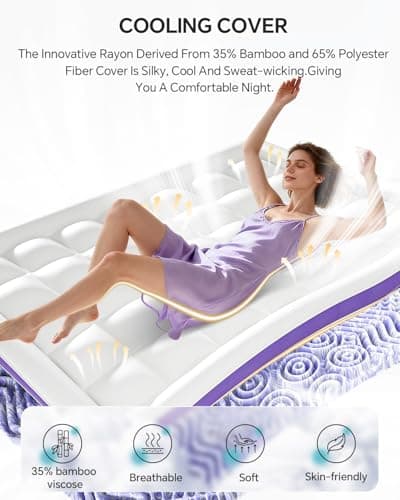 ChiXpace Dual Layer 4 Inch Memory Foam Mattress Topper Queen - 2 Inch Gel Memory Foam and 2 Inch Pillow Top Mattress Pad, 7-Zone Egg Crate Queen Size Mattress Topper (White) view 6