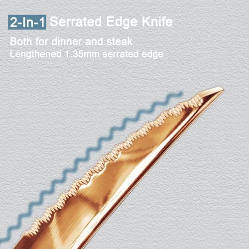 Runfly 20 Piece Hammered Rose Gold/Copper Silverware Set, 18/10 Stainless Steel Flatware Set, Modern Kitchen Utensil Set Service for 4, Tableware Set, Cutlery Set Including Fork Spoon and Knife view 5