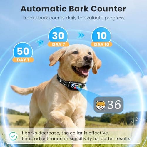 Upgraded Bark Collar for Dogs 10-120lbs, NATGOVOD Smart Anti Barking Collar with 5 Modes & Adjustable Sensitivity & Bark Counter, Waterproof Automatic Bark Collar for Small Medium Large Dogs view 5