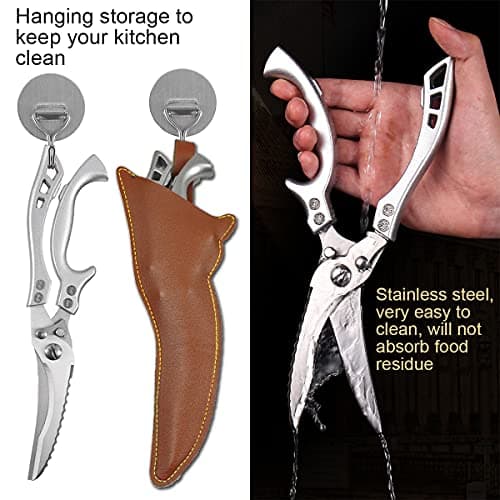 ANDONG Upgrade Heavy Duty Stainless Steel Kitchen Scissors - Professional Poultry Shears for Bone, Meat, Chicken, Fish, Turkey, Vegetables,Spring Loaded Multipurpose Ultra Sharp Utility Scissors view 4