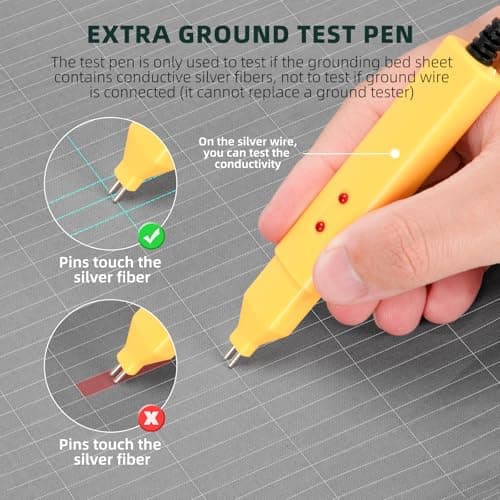 Grounding Sheet, 90% Organic Cotton+10% Pure Silver Organic Grounded Sheets for Improved Sleep, Pain Relief, with Static Grounding Cord and Test Pen (Gray, (78.2 * 80.1 * 15 in)) view 6