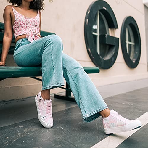 JENN ARDOR Wedge Sneakers for Women Fashion Canvas Shoes Casual Platform Hidden Heel Womens Slip On Sneaker Non Slip Side Zipper view 2