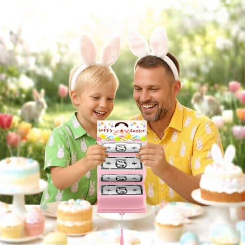 Easter Money Holder with Bunny - 10 Slot Cash Envelope Card for Easter, Birthday, Graduation | Creative Gift for Teens, Kids, Adults, Men & Women (Pink, 1Pcs) view 2