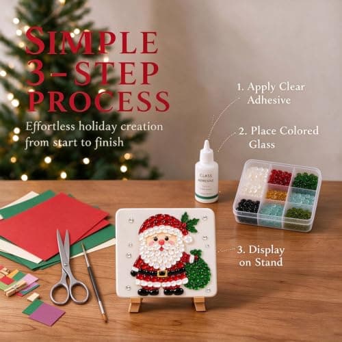 Mosaic Sea Glass Art Kit,DIY Christma Craft Art for Holiday Wall Decor Gift view 6